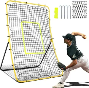 Baseball Rebounder Net  Adjustable Pitchback Trainer for Solo Fielding,Throwing, Pitching Practice, Durable Steel Frame with 5 Angles, Softball Rebound Net Simulates Grounders & Fly Balls