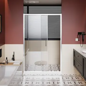 48" W x 72" H Single Sliding Shower Door, 1/5" (5mm) Thick Clear Tempered Glass Shower Door with Stainless Steel Handle, Space-Saving Sliding Bathroom Door for Tub or Walk-In Shower, Modern Chrome Finish