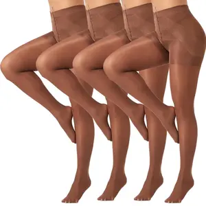 40D Nylon Spandex Control Top Pantyhose – Run Resistant, Light Support, High Waist (4 Pair Pack)