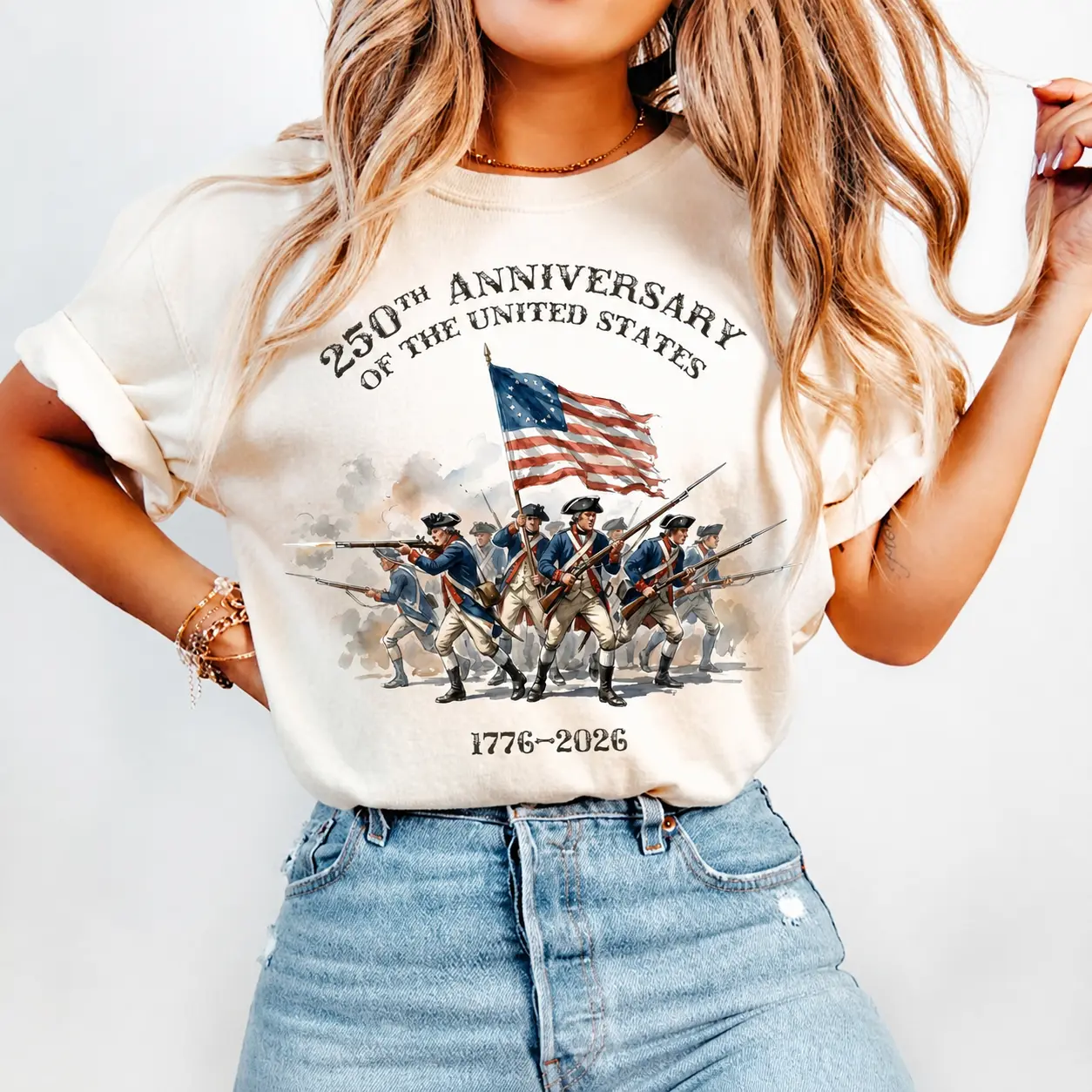 Comfort Colors America 250th Anniversary Shirt, 1776–2026 Patriotic Tee, Vintage American Revolution Shirt, 4th of July 2026 Outfit, USA Flag Soldier Graphic Tee, Independence Day Shirt