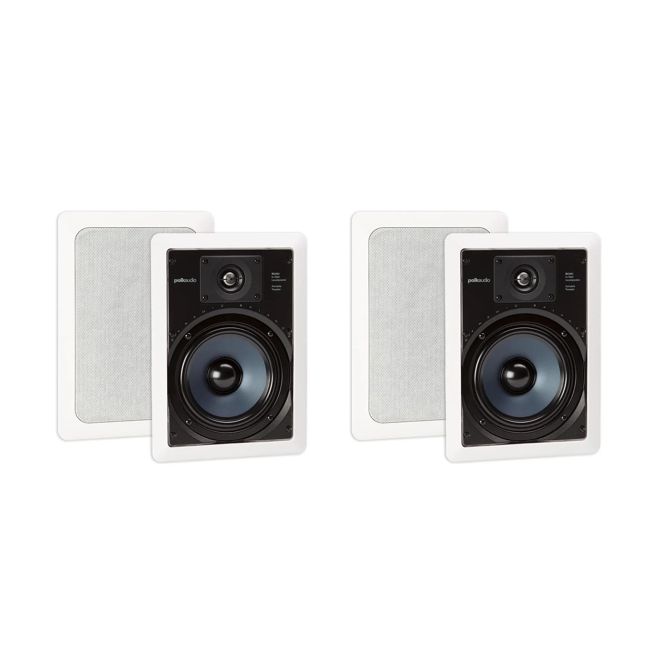 Polk Audio RC65i 2-Way Premium 6.5-Inch 8-Ohms In-Wall Surround Sound Speakers with .75-Inch Swivel Mount Tweeter, Wall Mount for Home Audio Systems, Home Cinema & Music Setup