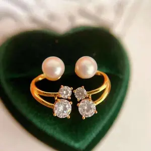 Boho Vintage Rhinestone Pearl Earring Jackets, Cultured Freshwater Pearl Stud Earrings, 2 Ways Wear Bridal Wedding Jewelry For Women, Faux Pearl Crystal Stackable Ear Studs Party Evening Accessories