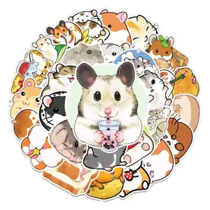 Hamster Vinyl Stickers 50pcs – Waterproof, UV-Proof Cartoon Decals for Tech, Water Bottles, Planners & Gift Decorations