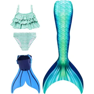 Mermaid Costume, Mermaid Tail with Monofin & Bikini Set for Swimming (Water Sports, Diving)