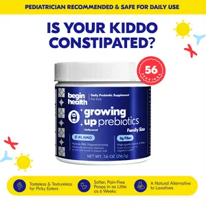 Begin Health Daily Growing Up Prebiotics for Kids Ages 4+ | Gut Health Support & Smooth Pooping | Unflavored, Strawberry Creamsicle, Banana Fudgesicle | Two Ingredients | 56 Servings