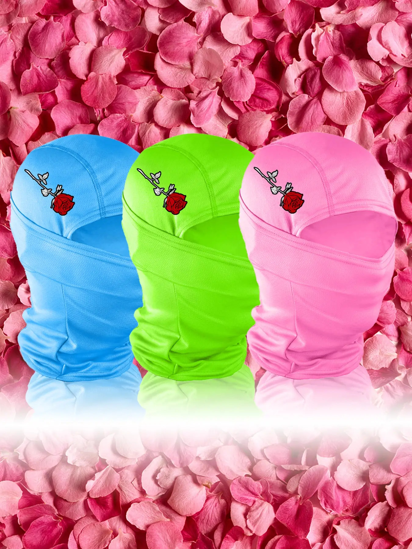 Flower Print Ski Mask Balaclava Face Mask for Men & Women, Woven Fabric Sporty Design, Loose-Fit All-Season Outdoor Sports Accessory