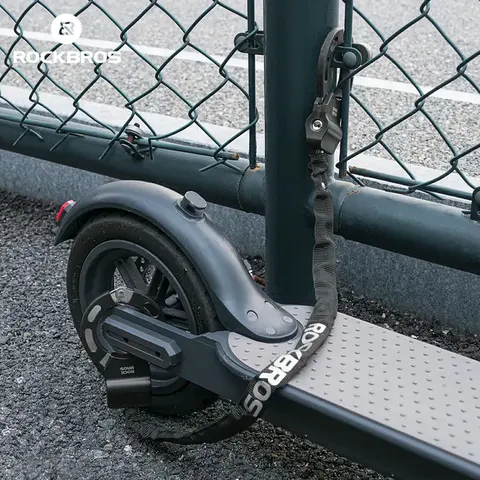 ROCKBROS Heavy Duty Anti-Theft Bike Padlock - 23.4 inches (59.5cm) A3 Chrome Steel Chain Lock, 502g Weight, ABS Housing, Copper Key Cover, Soft PR Pad, Handcuff Type, Bike+Scooter Compatible, Ebike Accessories