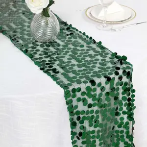 Sequin Table Runner 13"x108" Hunter Emerald Green - Big Payette Table Decor