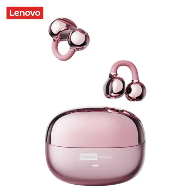 Lenovo LE302 Clip-On Wireless Earbuds with Bluetooth 6.0, Open-Ear Design, Ultra-Light Comfortable Fit, HD Panoramic Stereo Sound, IPX4 Water-Resistant, Stable Connection, Wireless Headphones for Sports, Music & Calls, Compatible with Android & iOS