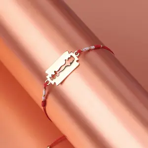 Razor Charm Red Braided Bracelet