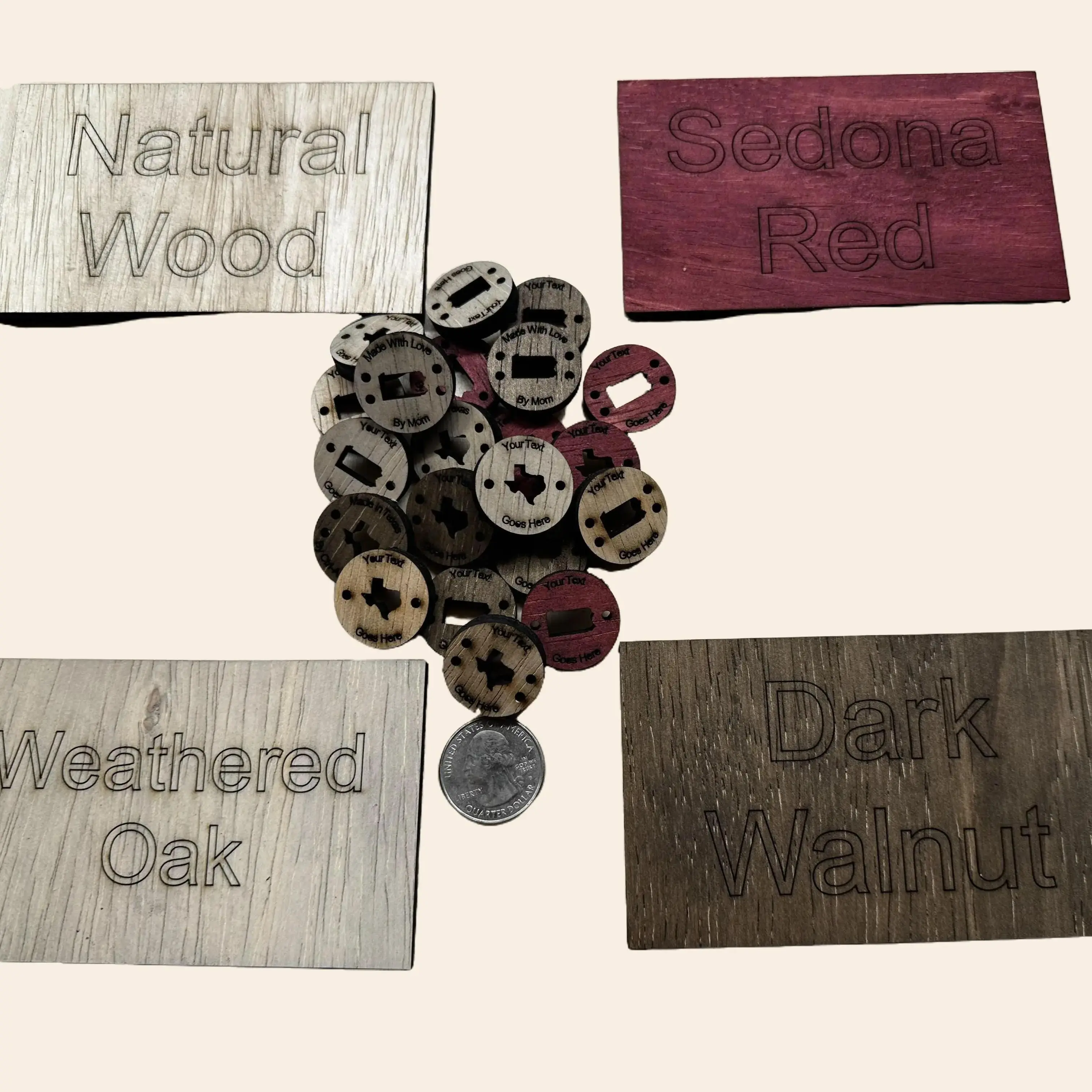 Custom Engraved Wood Buttons - Personal Labels - Personalized Pom - Crouchet Buttons