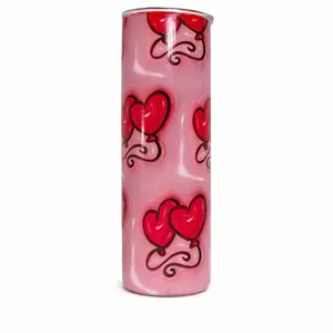 Heart Ballon Cup - Pink with Red Heart Design, Ideal for Drinks and Parties, Perfect for Special Occasions