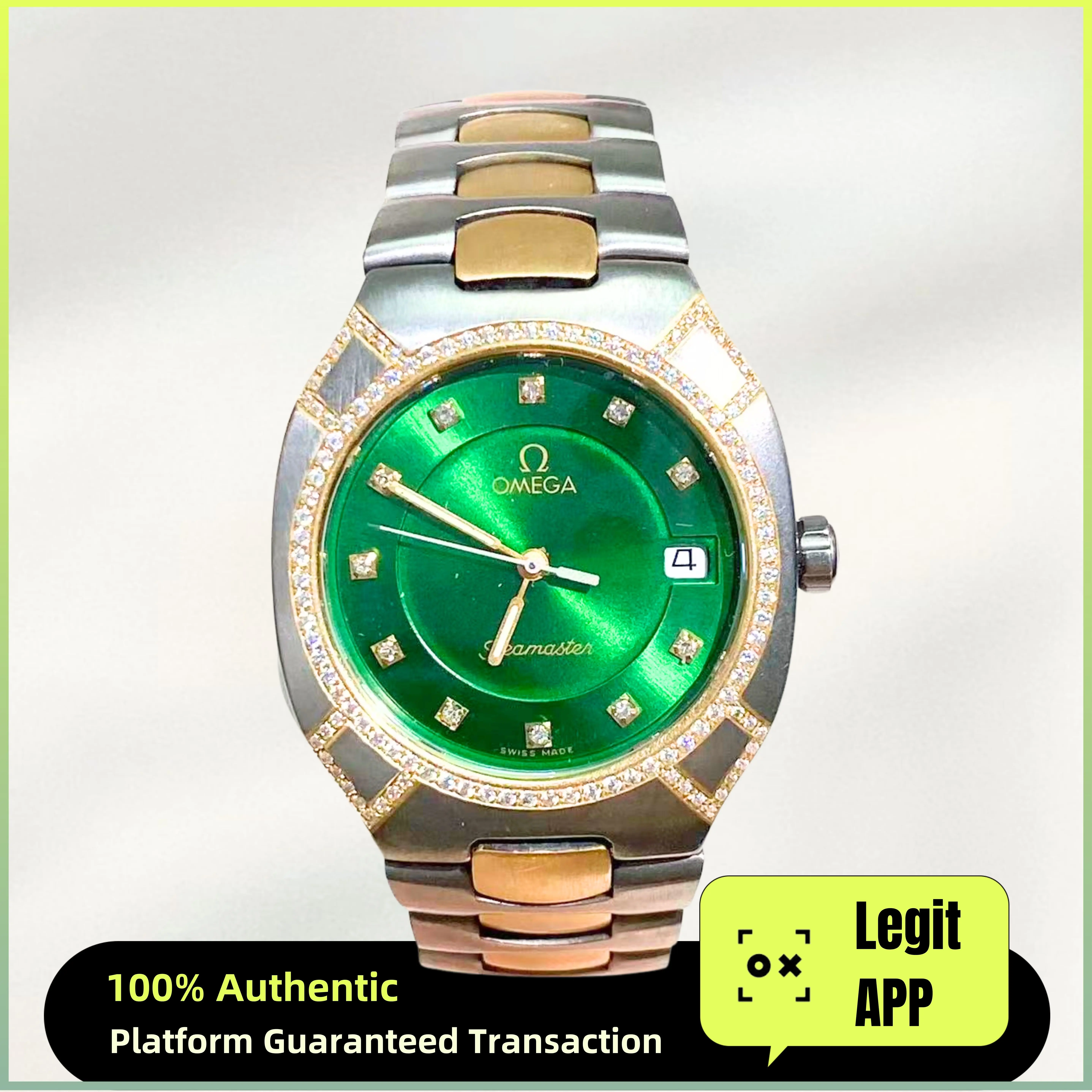 Omega Seamaster Vintage 31mm Two-Tone - Custom Emerald Green Dial & Diamond Set 17762261