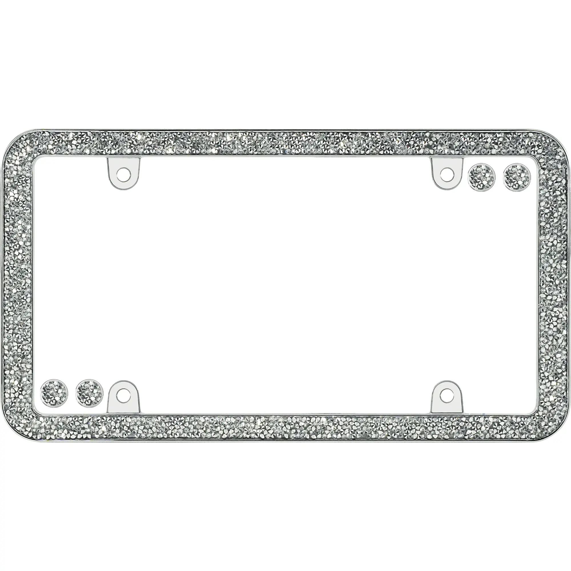 Shattered License Plate Frame, Chrome/Clear (with fastener caps)