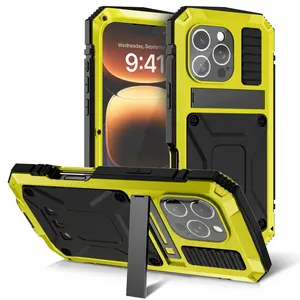 metallic Phone Case with Built-in Screen Protector, 360 Degree Full Body Shockproof Phone Protective Cover, Phone Accessories for iPhone 16 15 14 13 12, Casing