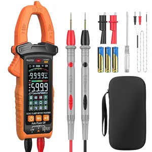 Proster Clamp Meter TRMS 6000 Counts Amp Clamp with AC/DC Current Voltage Capacitance Resistance Diode Temperature Continuity NCV/Live Clamp Multimeter Portable Tool Kit