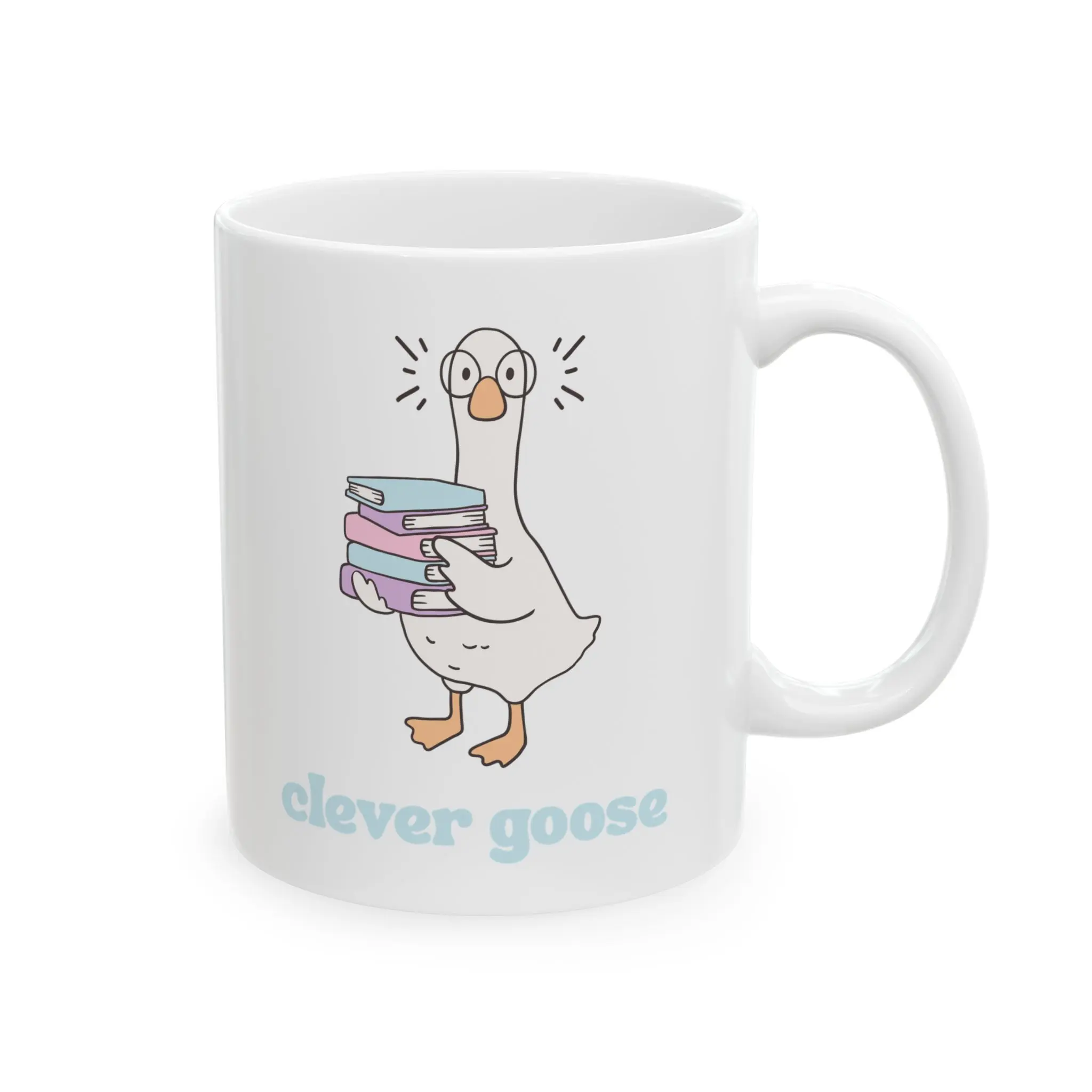 Cute Clever Goose Mug | Ceramic Coffee Cup with Cute Clever Goose