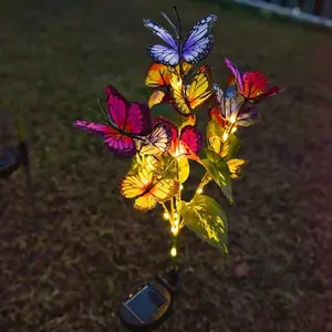 Solar Butterfly Flower Light, RGB Colorful Garden Lamp, Outdoor Lawn Pathway Decor, Festival Gift, Landscape Tree Light, Solar Lights Outdoor, Solar Decorative Lights