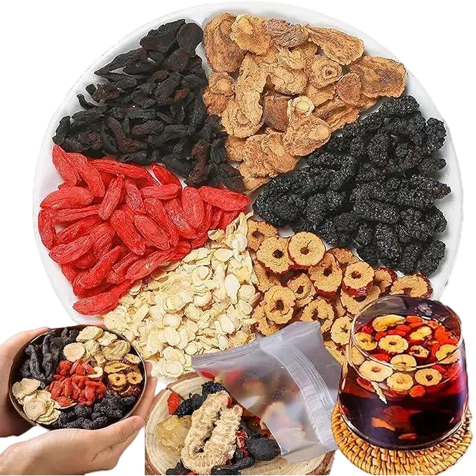 Kidney Tea Formula Ginseng Five Treasure Tea Combination Scented Tea Red Date Wolfberry Tea Men's and Women Tea Health Dried Fruit Beverage Loaded Tea Packets, Christmas gift,Recommend to a friend-TikTokShopBlackFriday