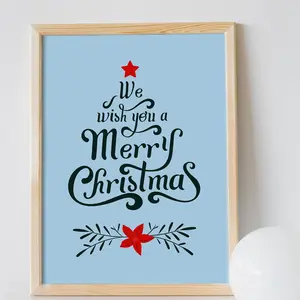 Wish You Merry Christmas Wall Art, Printable Holiday Poster, Room Decor, Unframed
