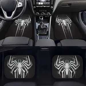 4pcs Set of Stylish White Spider Pattern Car Floor Mats, Non-Slip & Easy to Clean, All-Season - Perfect Gift for Men and Women, Complete Set of Car Floor Mats, Car Interior Accessory, Car Accessories
