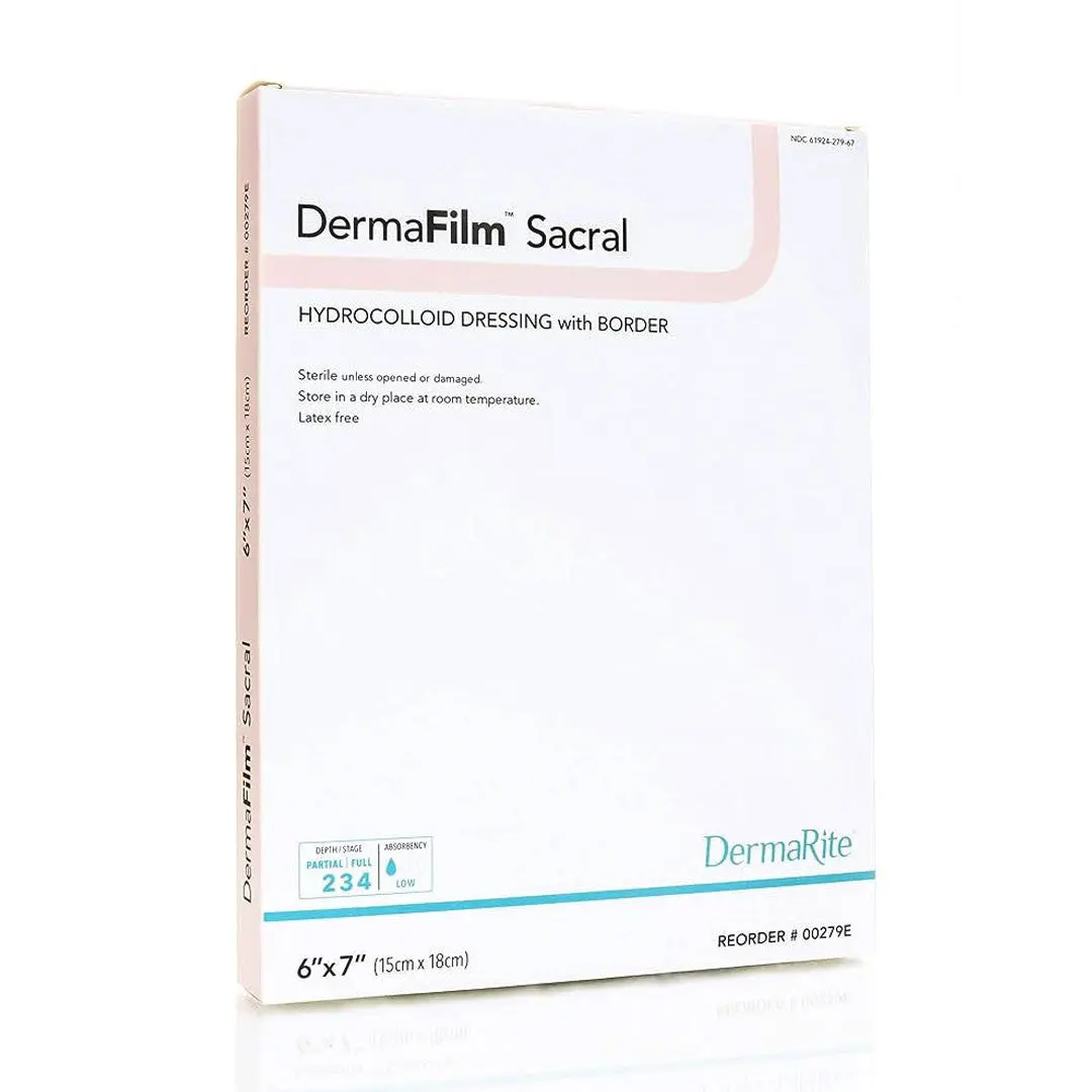 Dermafilm Hydrocolloid Dressing, Sacral, 6" X 7" [ 5 Pack ]