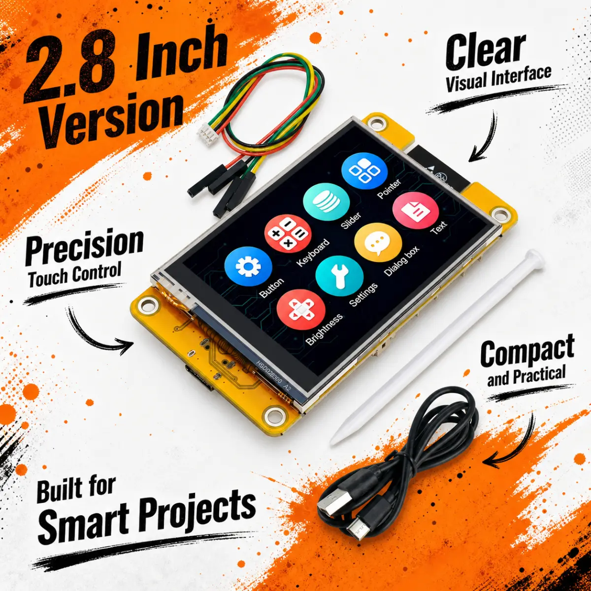 ESP32-32E 2.8 Inch Display Development Board with Touch Screen, WiFi Bluetooth IoT Smart Display TFT LCD Module 240x320 ILI9341 for Arduino LVGL DIY Programming