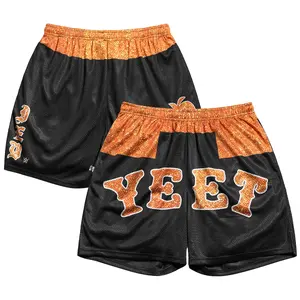 Men's Chalk Line Black/Orange Jey Uso Yeet Glitter Retro Shorts