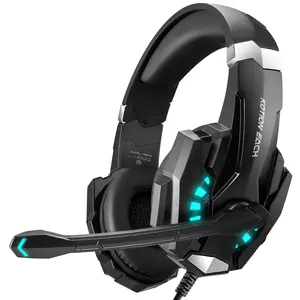 Noise-Cancelling Multiplatform Gaming Headset for Ps4 Ps5 Xbox One Controllers, Microphone, Soft Memory Ear Cushions, LED Lights, Bass Surround Sound