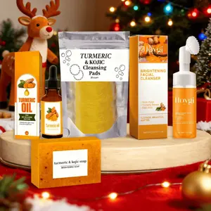 5 Piece Turmeric Skincare Set, Cleansing Cotton Pad + Soap + Essential Oil + Face Wash Mousse + Foaming Net, Gentle & Nourishing, Skin Brightening Kit, Glow Emergency Set, Skin Care Kits