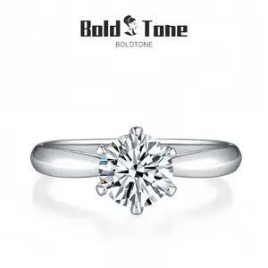 3 Carat Classic Six-Prong Solitaire Round Moissanite Ring