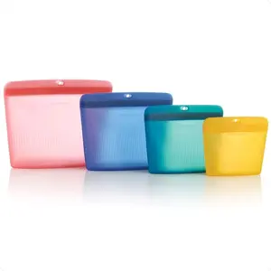 The Ultimate Silicone Bags Stand-up 4 pc Set in Vibrant Colors for Versatile Use