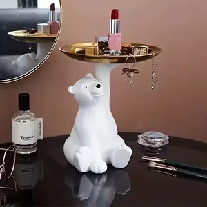 Charming Bear Tray, 1pc Polar Bear Resin Storage Tray, Multipurpose Organizer for Jewelry, Makeup & Keys, Home Decor, Ideal Gift
