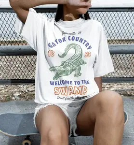 [Sale off up to 50%] Gators game day college football T-shirt, Vintage Florida cute girl or boy tee, xmas gift for student, gainseville swamp life tailgate shirt