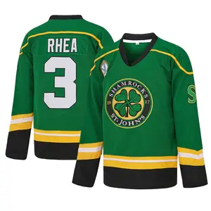 Ross #3 “The Boss” Rhea’s Shamrocks Hockey Jersey,With EMHL Patch, Number Stitching Hockey Uniform, Casual Training Long-Sleeve Pullover Unisex