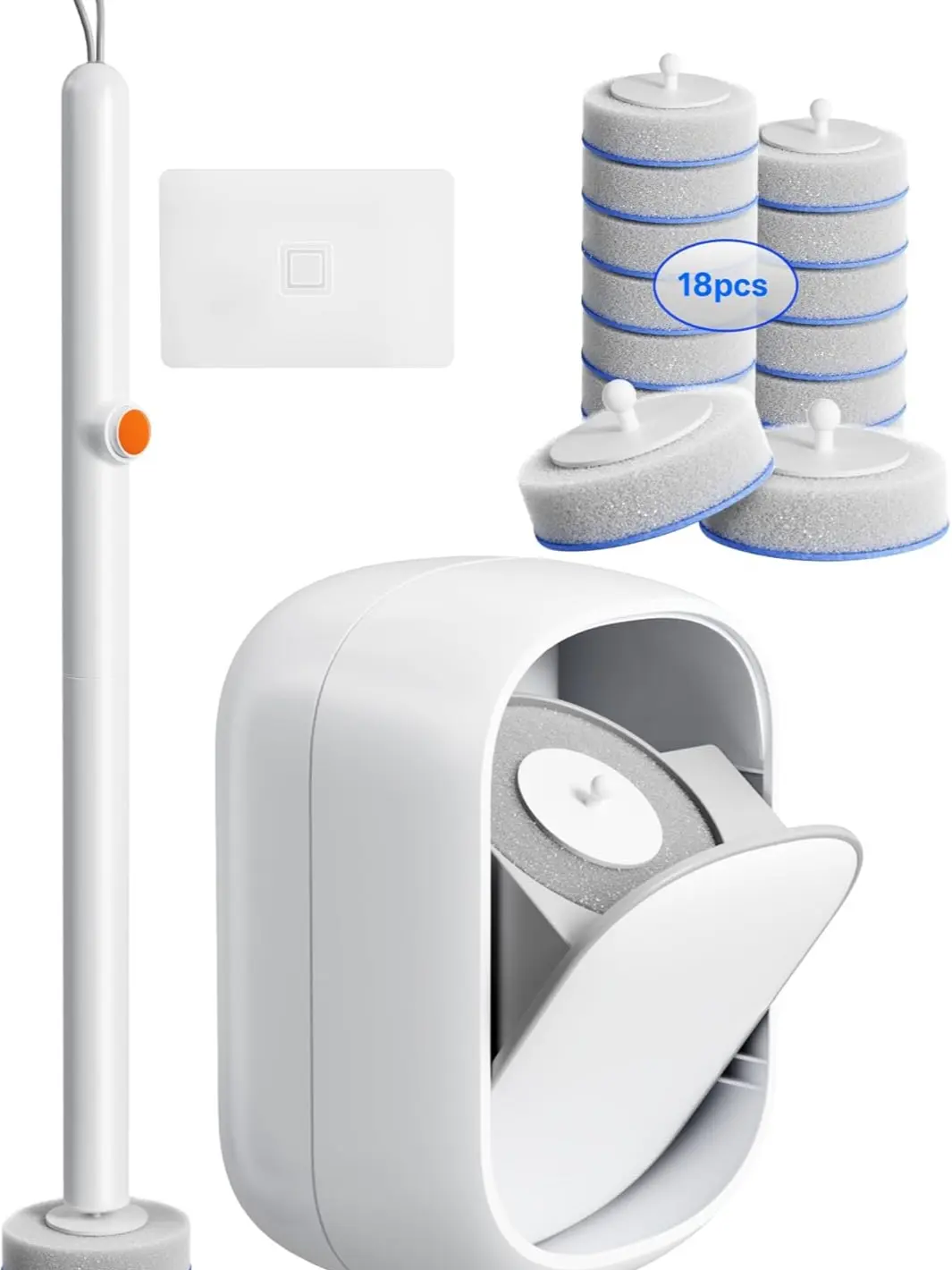 Disposable Toilet Cleaning System - Toilet Wand Kit with 36 High-Performance Refills, Wall Mounted Toilet Brush and Holder for Deep Cleaning Bathroom (Toilet Brush+18 Refills)