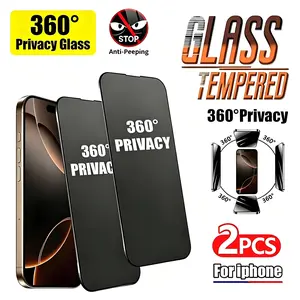 2-Pack Full Screen Privacy Tempered Glass Film, 360° Privacy Protection, Compatible with iPhone 17/16/15/14/13/12/11, 9h Hardness, Anti-Fingerprint, Smooth Touch, Easy Installation