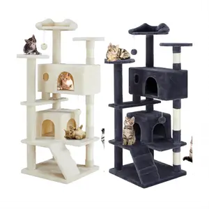 【Deals For You Days】PINGO Cat Tree Tower for Indoor Cats,  54in Multi-level  Cat Tree House Cat Climbing Frame,, Furniture Activity Center with Scratching Posts Stand, Lounge and Recreation Area Detachable Toy, 2 Colors