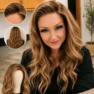 New Release Brooks 20" wig bundle in Wild Honey C139209K 20" synthetic waterwave.  Sandy blonde.  13x4 lace front, futura fibers, 120 density,closed wefted, 21.5"-23.5" cap size.  Complete bundle must be returned for full refund