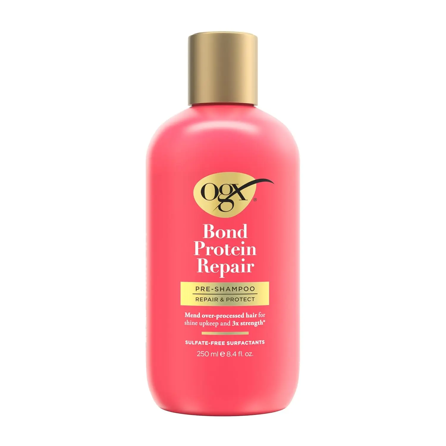 OGX Bond Protein Repair Pre-Shampoo Treatment Hair Mask, Liquid Anti-Frizz Haircare, Paraben-Free, Sulfate-Free Surfactants, 8.4 fl. oz Single Item, Sulfate Free Shampoo, Protein Shampoo