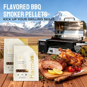 Harmos BBQ Wood Pellets Peruvian Grillmaster 2-Pack Cherry & Apple Smoker Pellets for Outdoor Cooking Oak, Hickory, Mesquite More Premium Pellets for Electric Pellet Grills Smokers