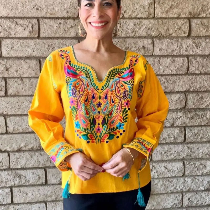 Blusa Quetzal - bordada en Mexico - Embroidery blouse made in Mexico color style uniqueness artesanal blusa hecha a mano - handmade-  mexicana