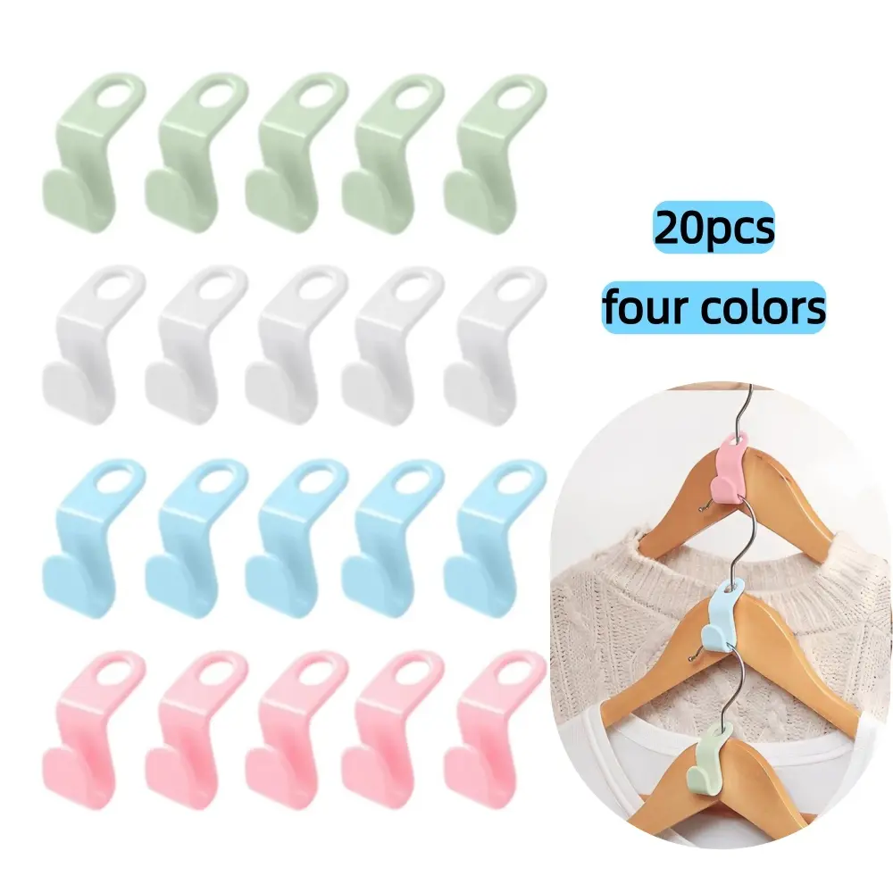 Space Saving Hangers Connector Hooks 20 Counts, High Load-bearing Clothes Hanger Connector Hooks, Hooks for Hangers, Random Colors