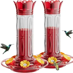 Birdream Hummingbird Feeders for Outdoors Hanging 20 oz 10 Feeding Ports, 2 Pack Plastic Humming bird Feeder with Ant Moat Brush Leak Proof with Ant Proof Ports,Mother's Day gift