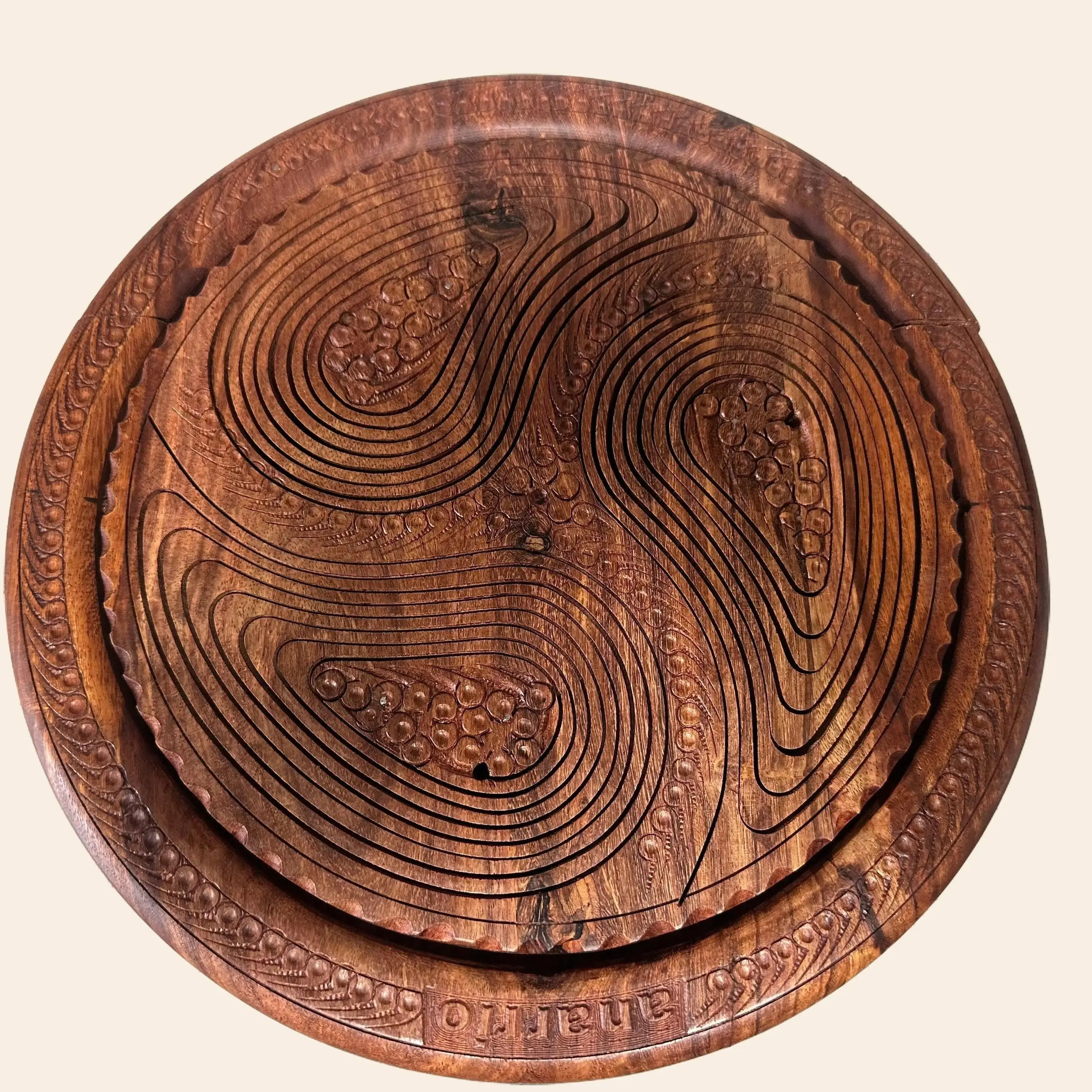 ANARRIO WOODEN BASKET: 3 PARTITIONS Fruit Organiser Kitchen wooden fruitsbasket