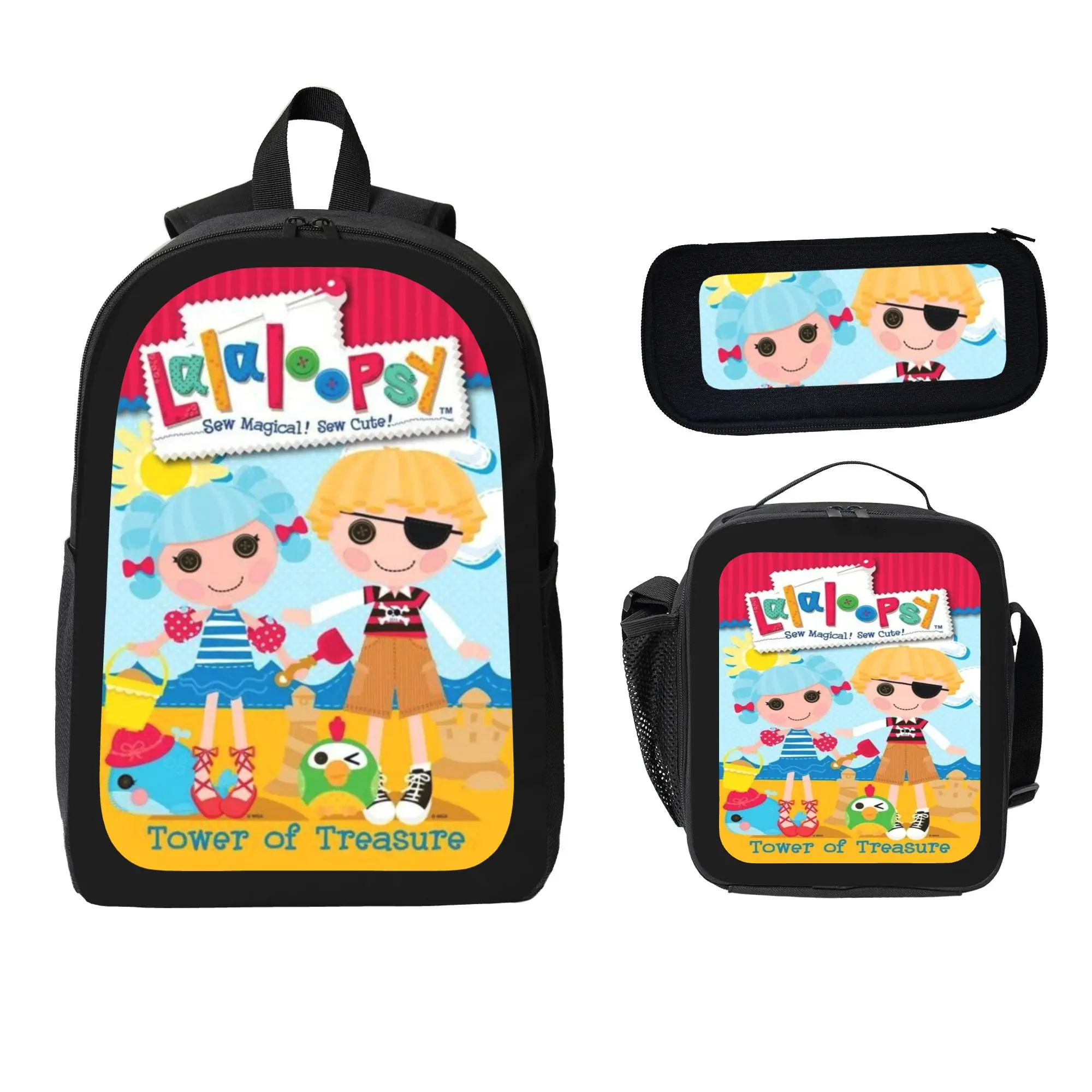 Girl's 3pcs lala Backpack Set - School Backpack, Pencil Bag, Insulated Lunch Box - Lightweight Durable Polyester for Daily School and Weekend Trips