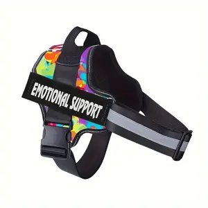 Small, Medium And Large Dogs No-Choking No-Pull Reflective Adjustable Essential Dog Harness For Emotional Support Dogs With Handle For Easy Walking And Training Pet Vest