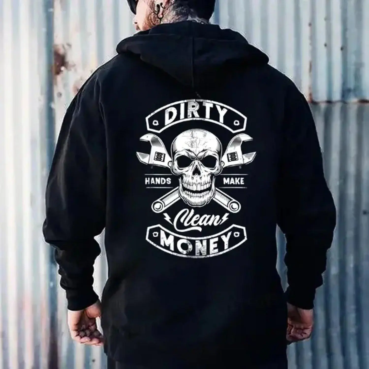 Hoodie Sweatshirt Basic Classic Traditional Long Sleeve Pullover Graphic Devil-Themed Personalized Top Casual Menswear Blue Collar Auto Repair Worker Gift XL Size True Size Chlorine Bleach Tee