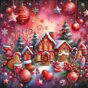 5D DIY Full Drill Round Diamond Painting - Diamond Art Kit Christmas Village Mosaic, Canvas - DIY Decorative Painting, Home Wall Decor, Suitable for Halloween and Christmas, Birthday and Anniversary Gifts