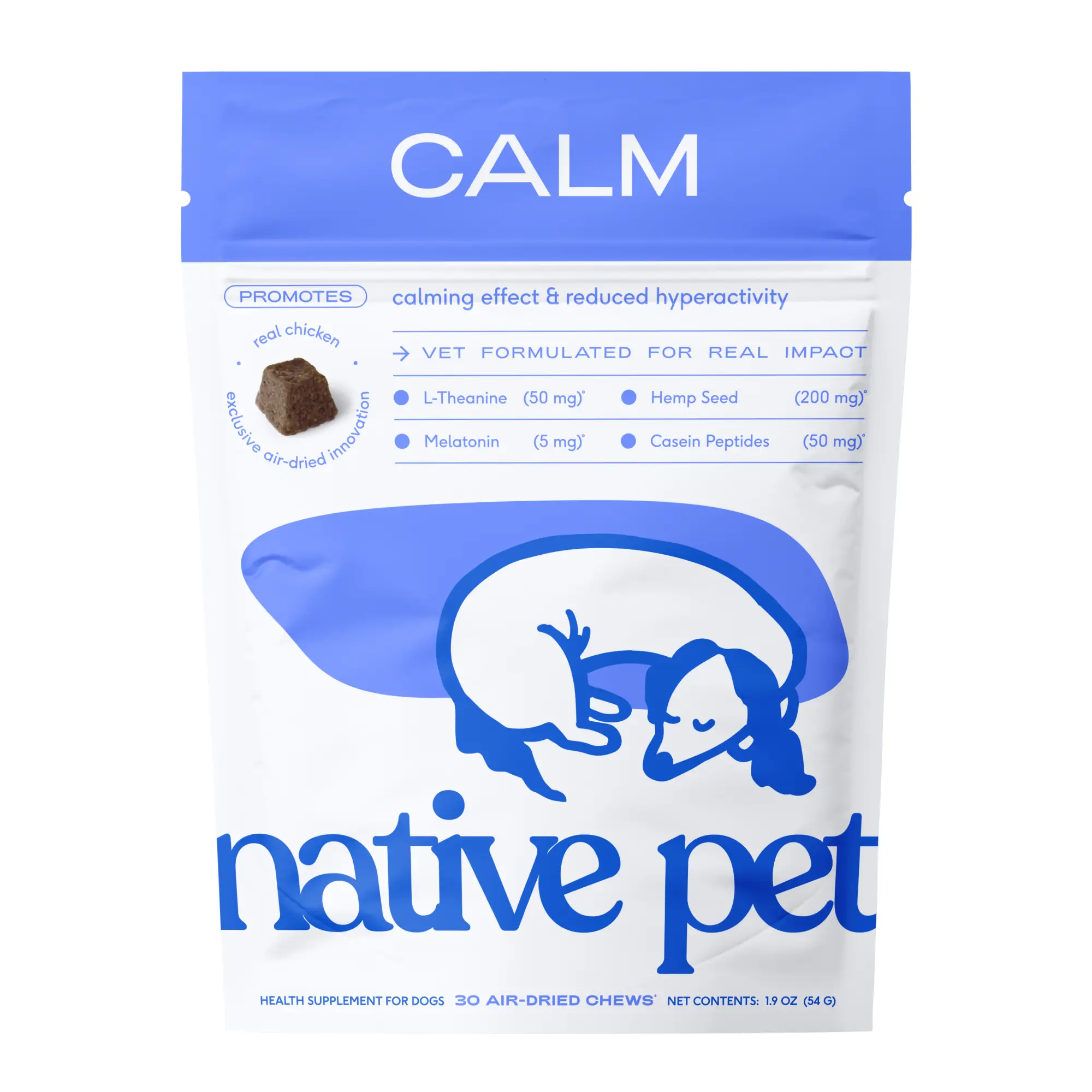 Native Pet Calm Chews for Dogs | Air-Dried Chews Made with Real Chicken